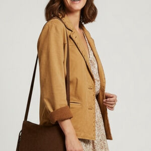 Fox Run Craftsmen Vintage Bohemian Leather Blazer Jacket in Tan